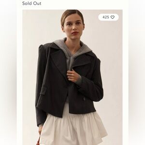 Anthropologie Maeve Dark Gray Boxy Blazer Jacket
